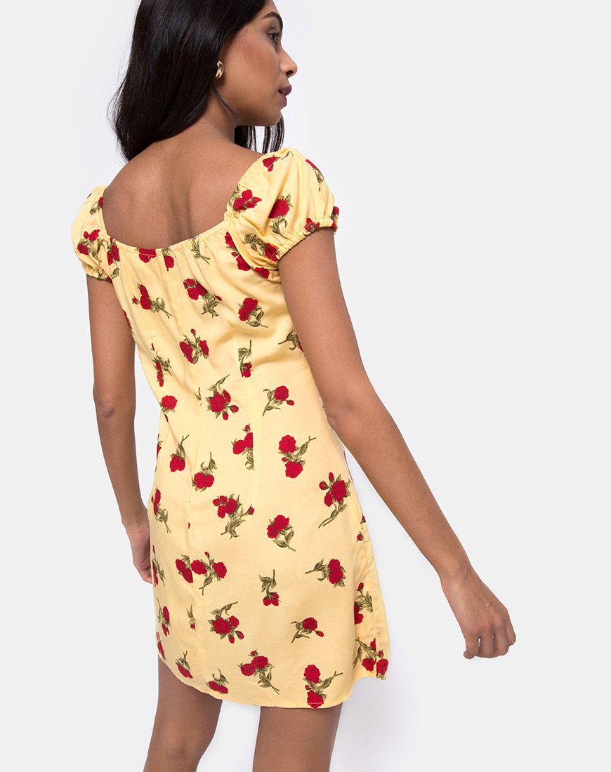 Image of Gaval Mini Dress in Falling Rose Yellow
