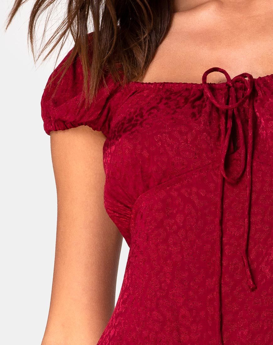 Image of Gaval Mini Dress in Satin Cheetah Raspberry