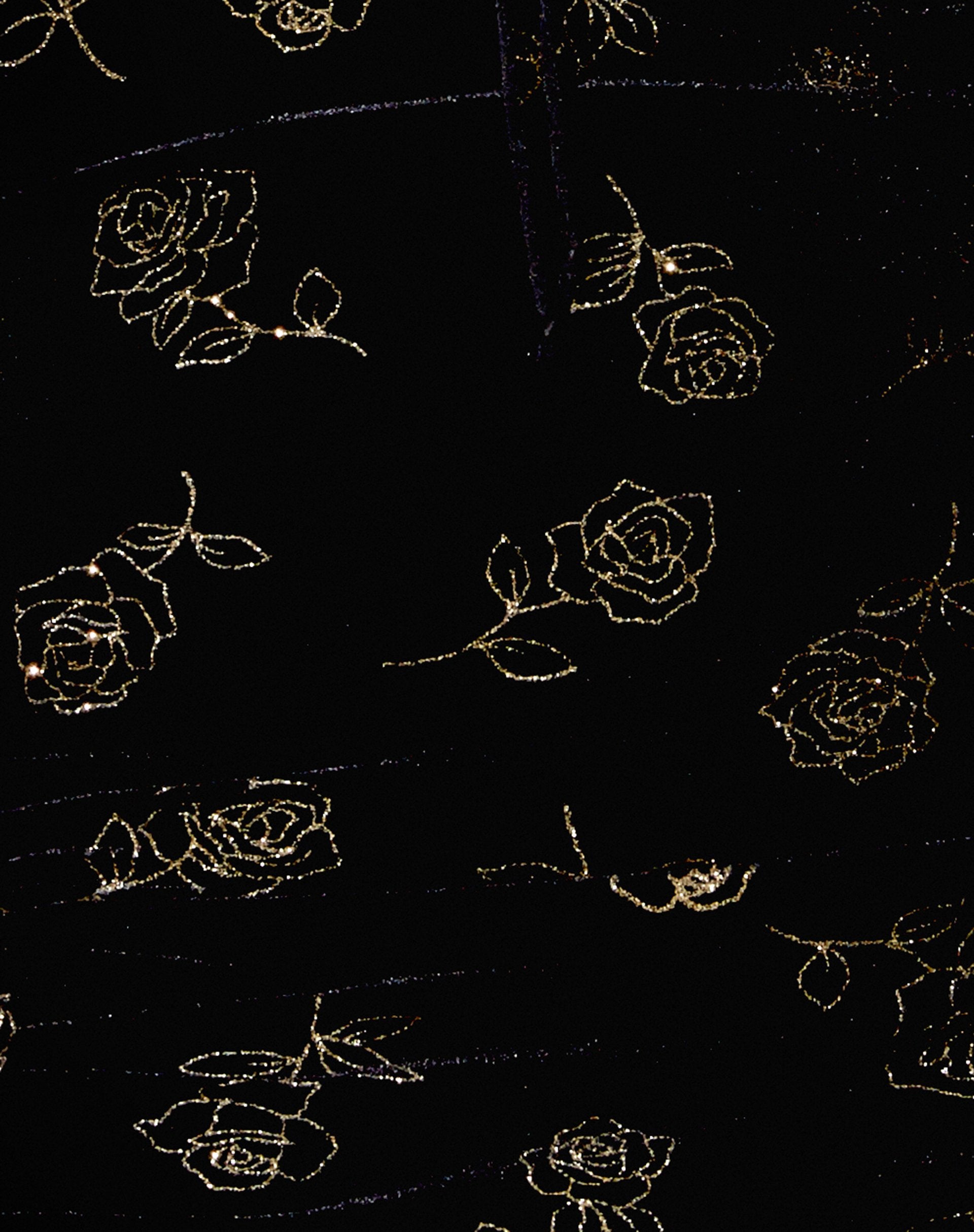 Image of Genata Mini Dress in Black and Gold Rose Stamp