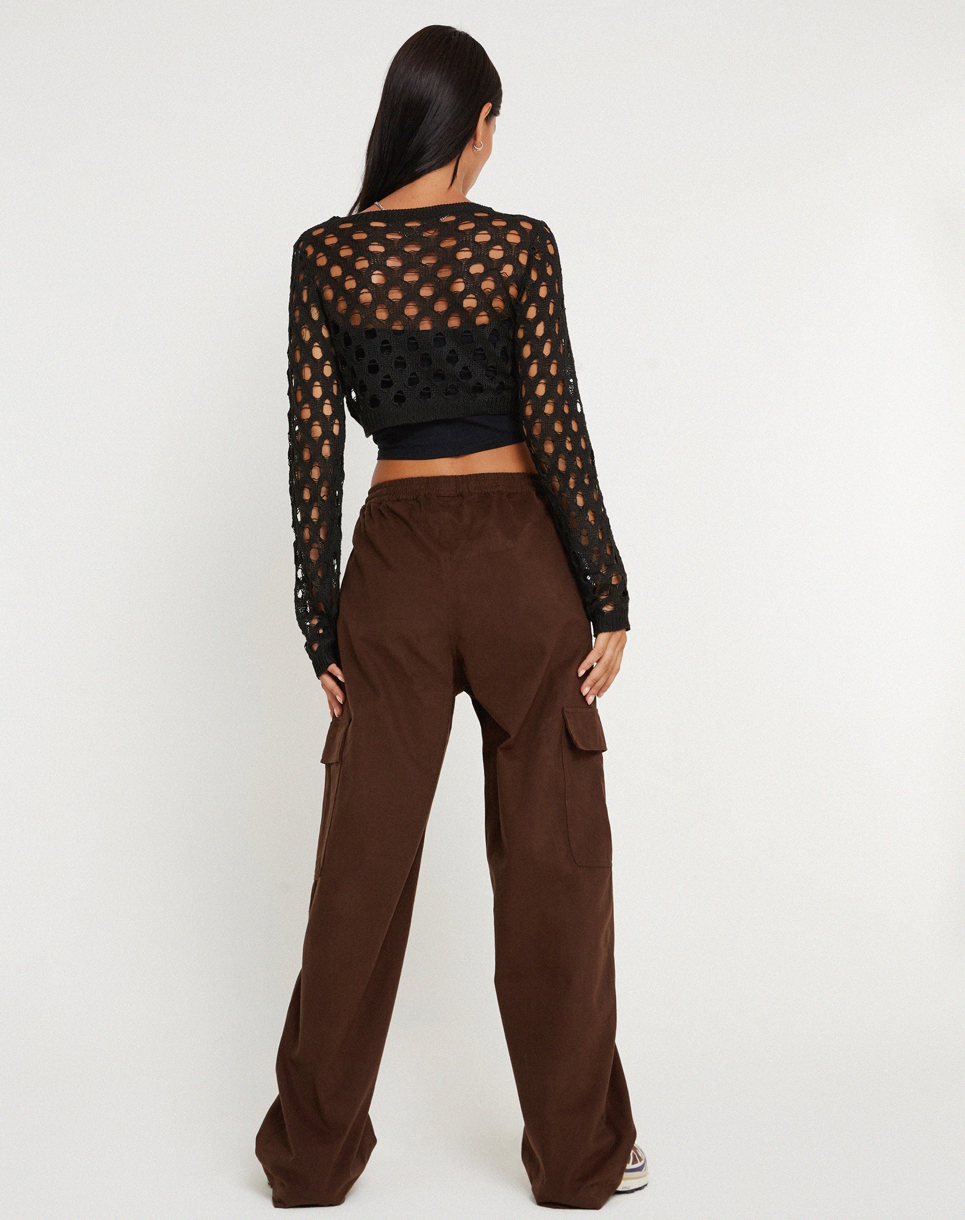 image of Geona Wide Leg Cargo Trouser in Brown