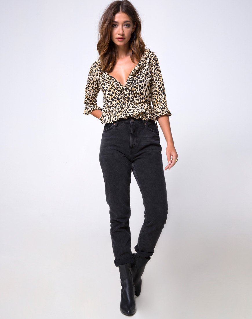 Image of Giam Wrap top in Cheetah