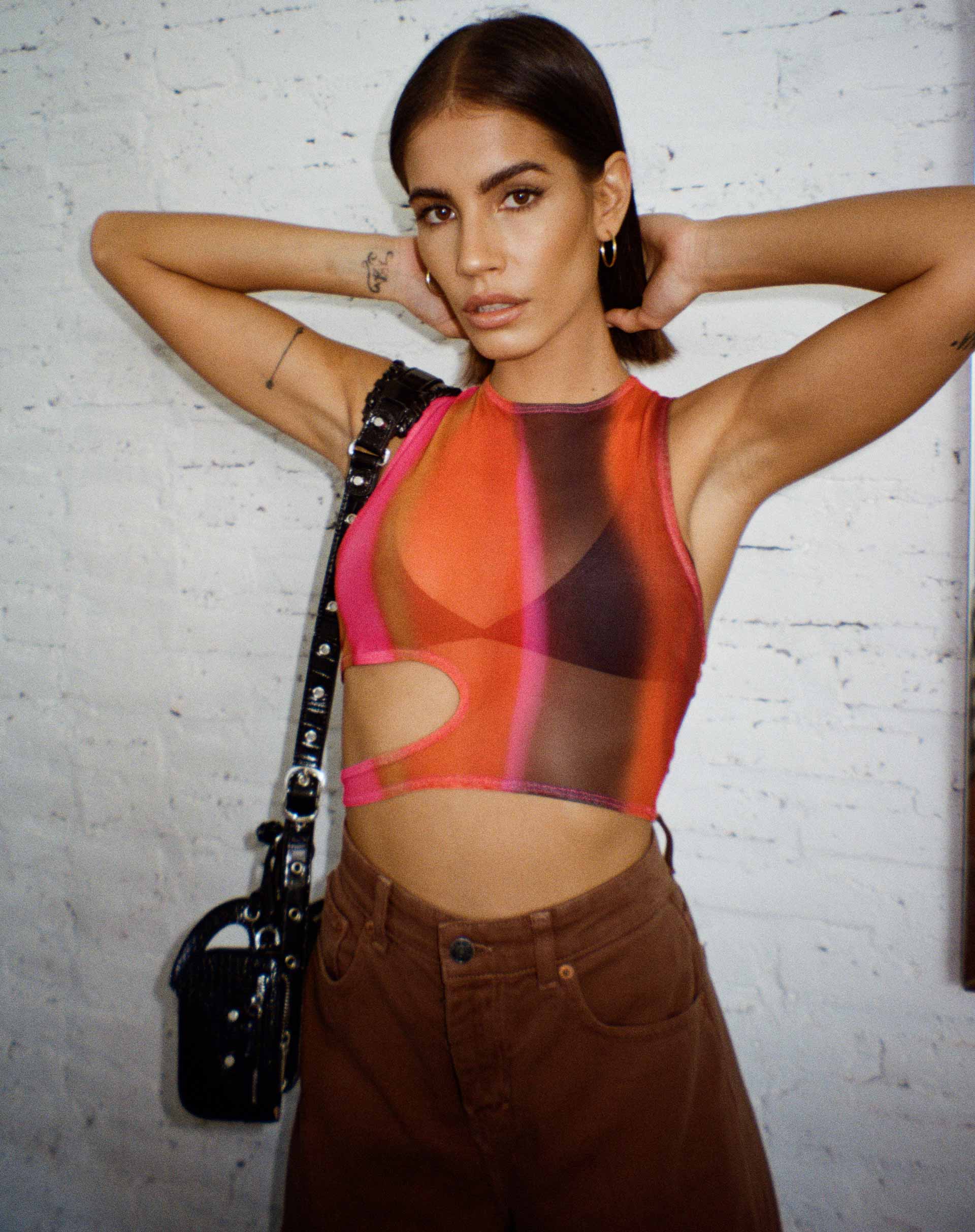image of Gilard Crop Top in Solarized Orange and Pink