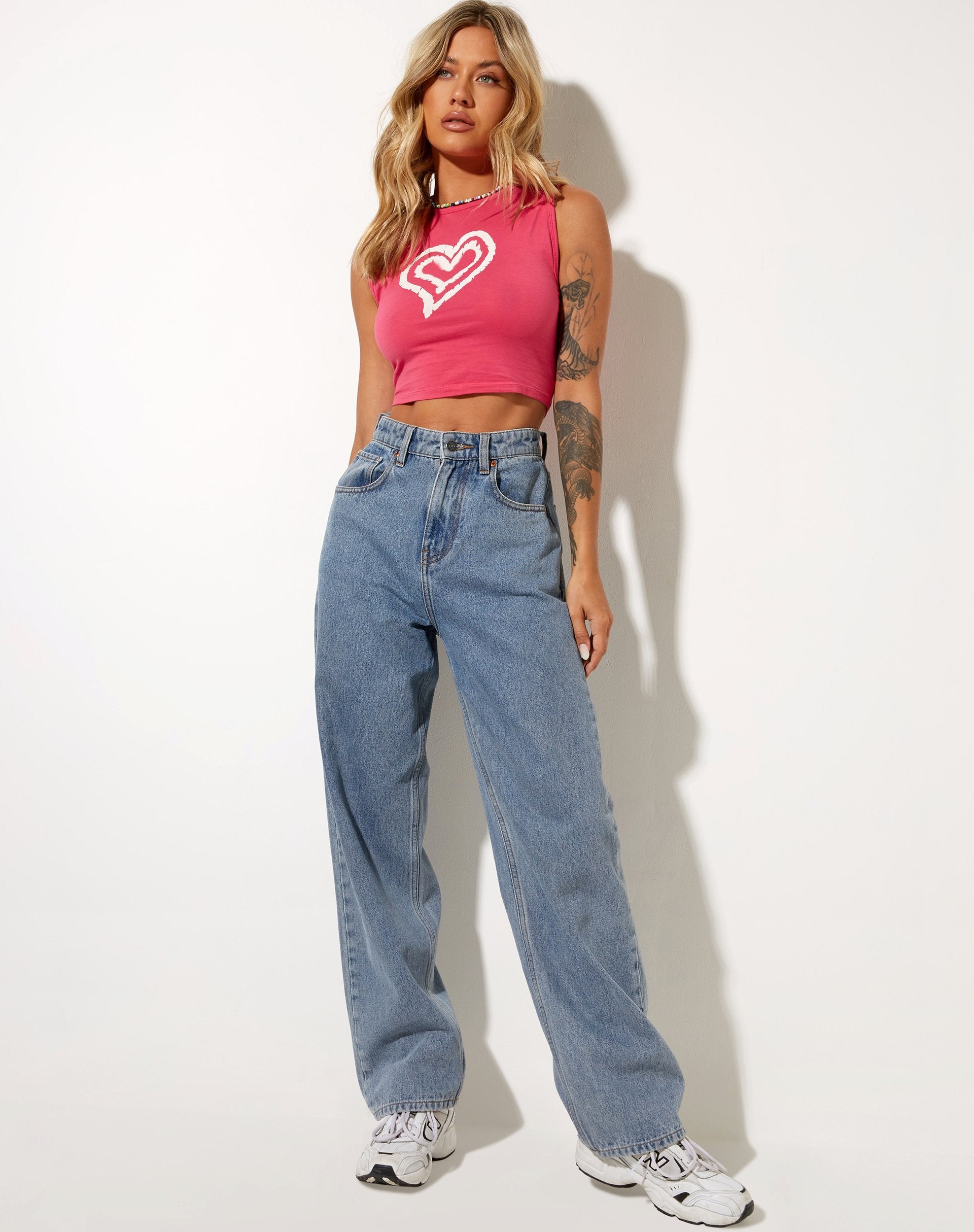 Image of Gimon Crop Top in Hot Pink Heart