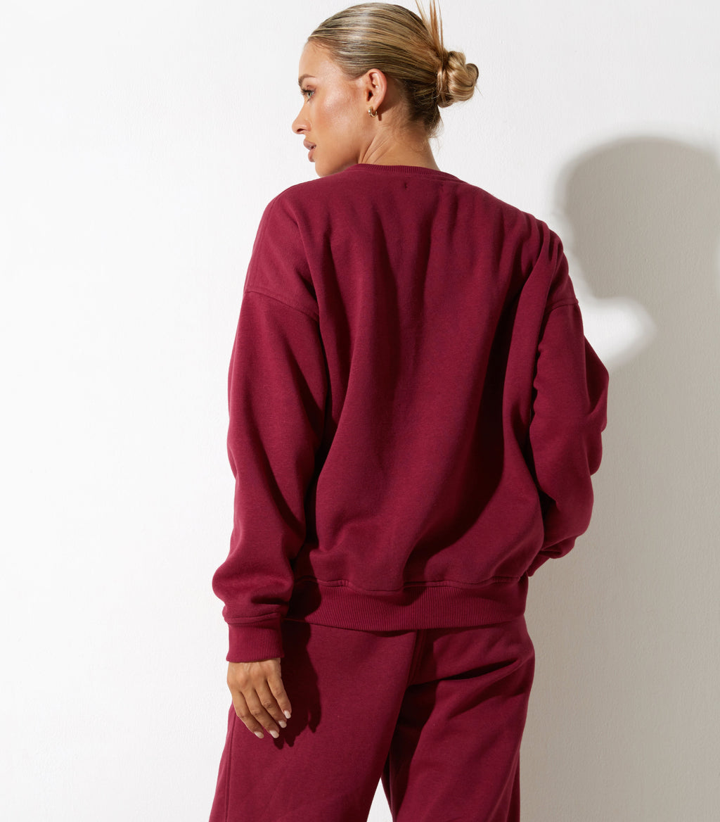 Glan Sweatshirt in Burgundy with 'Winning Team' Embro