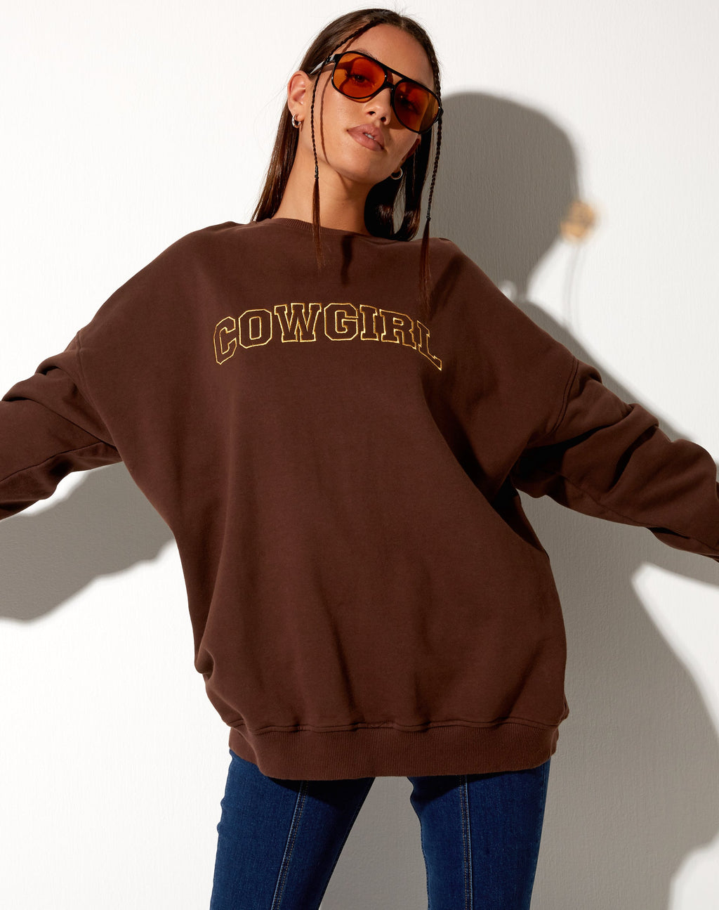 Glo Sweatshirt in Deep Mahogany with 'Cowgirl' Gold Embro