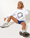 Image of Glo Sweatshirt in White Fantasy Reality Mix Print and Embroidery