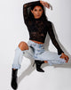 Image of Gracy Crop Top in Brocade Rose Flock Black