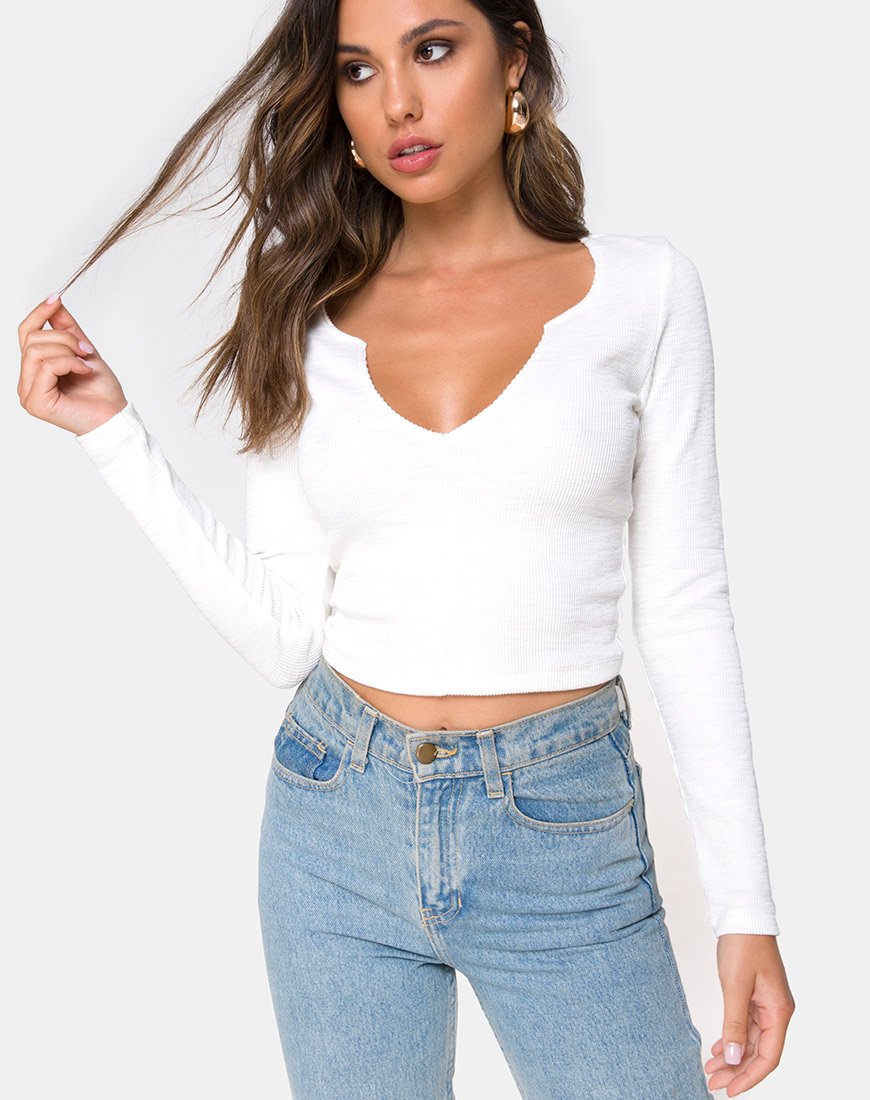 Guanelle Top in Rib White