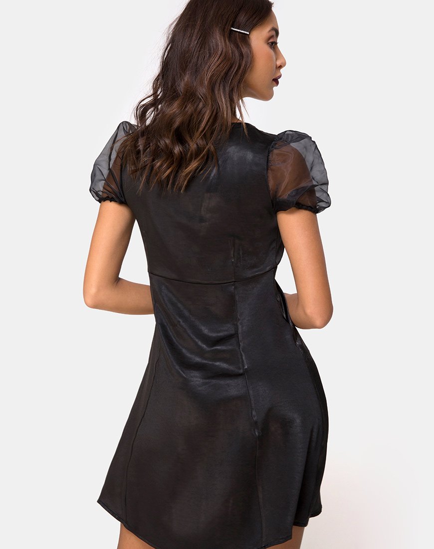 Image of Guenelle Dress in Satin Black