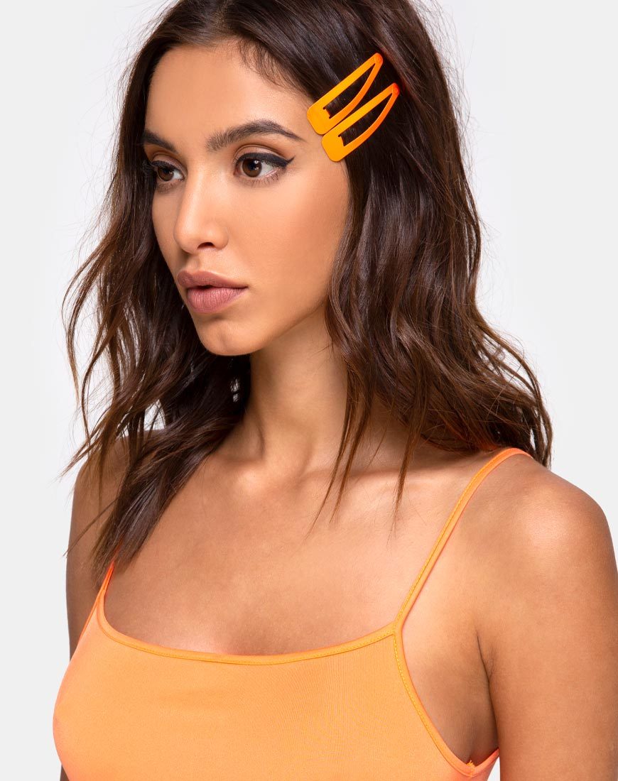 Image of Neon Hair Clip Set in Orange