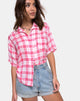 Image of Hawaiian Shirt in Picnic Check Pink