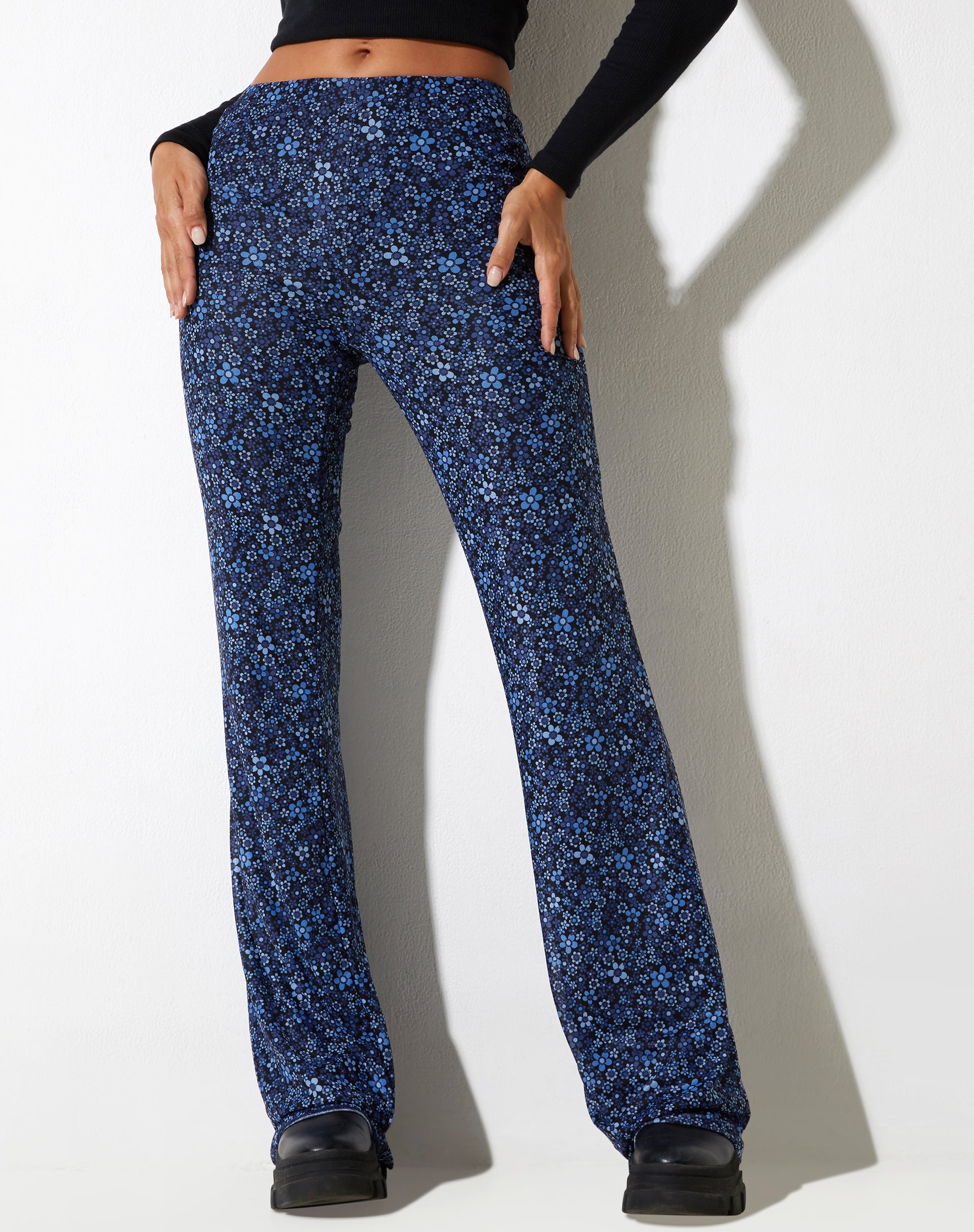 image of Herly Flare Trouser in Flower Garden Blue