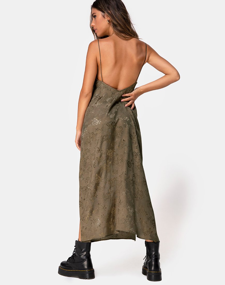 Image of Hime Maxi Dress in Satin Rose Silver Grey