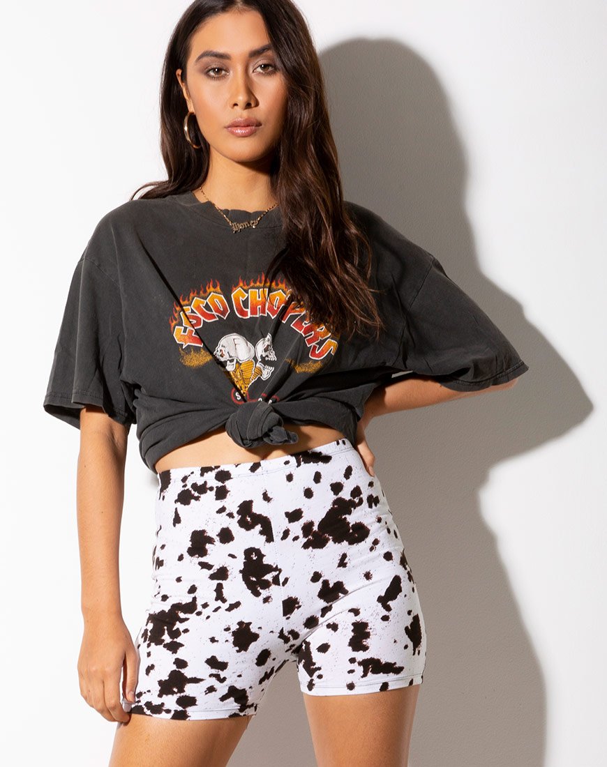 Hot Pant in Mini Cow Black and White