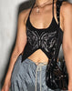 image of Buhal Crop Top in Black Butterfly Diamante