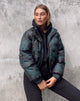 Image of Rohos Puffer Jacket in Dragon Flower Black and Mint