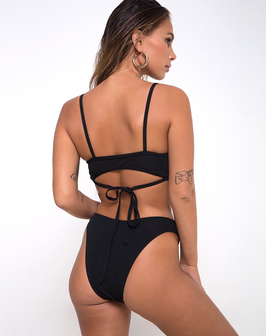 Image of Ina Bottom Bikini in Texture Black