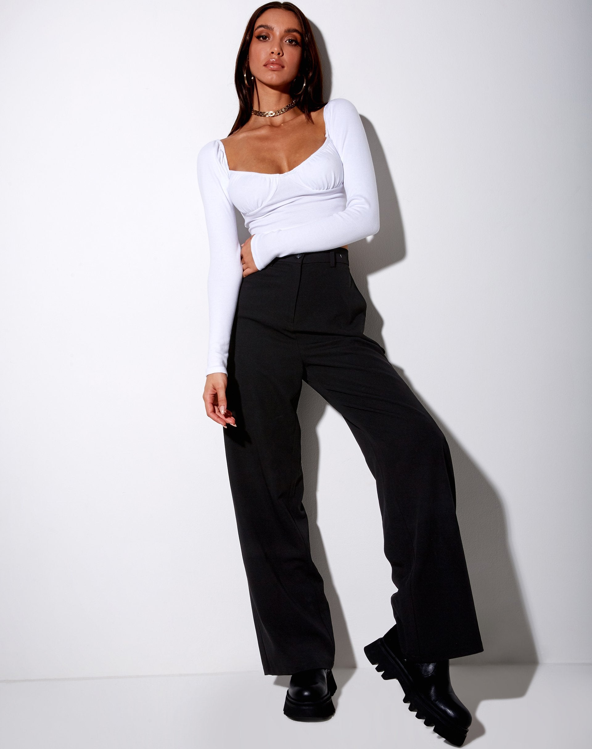 Image of Inalo Crop Top in Rib White