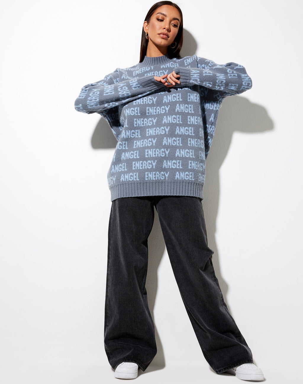 Iskov Jumper in Soft Grey and Powder Blue Angel Energy