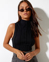 Image of Ivy Vest Top in Rib Black with Black Stitching