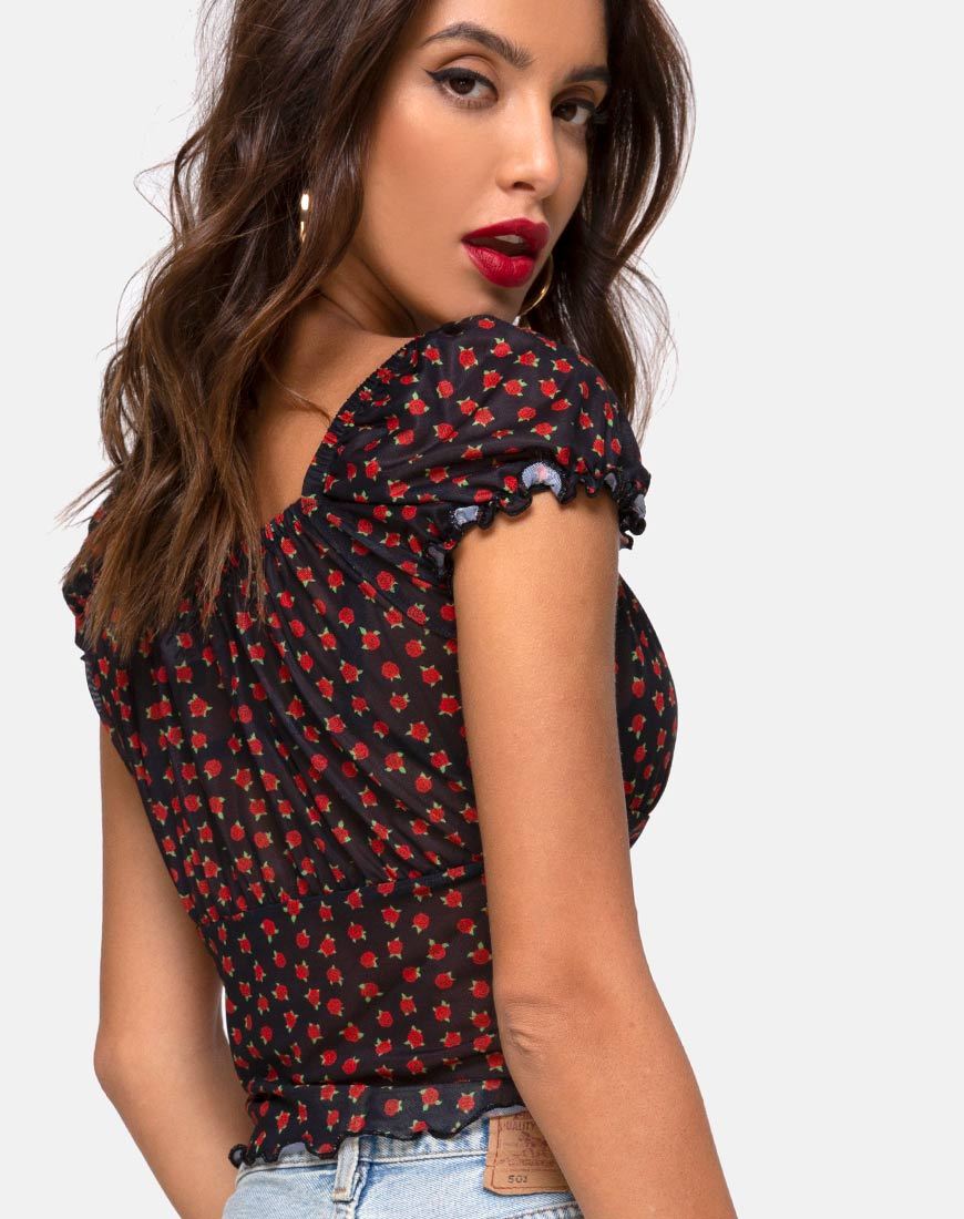 Image of Jalina Top in Dotty Rose Net