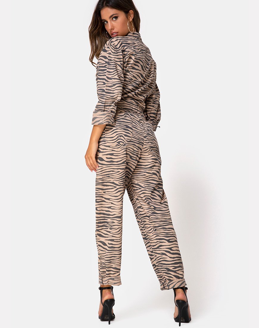 Image of Jampa Jumpsuit in Zips Zebra Taupe