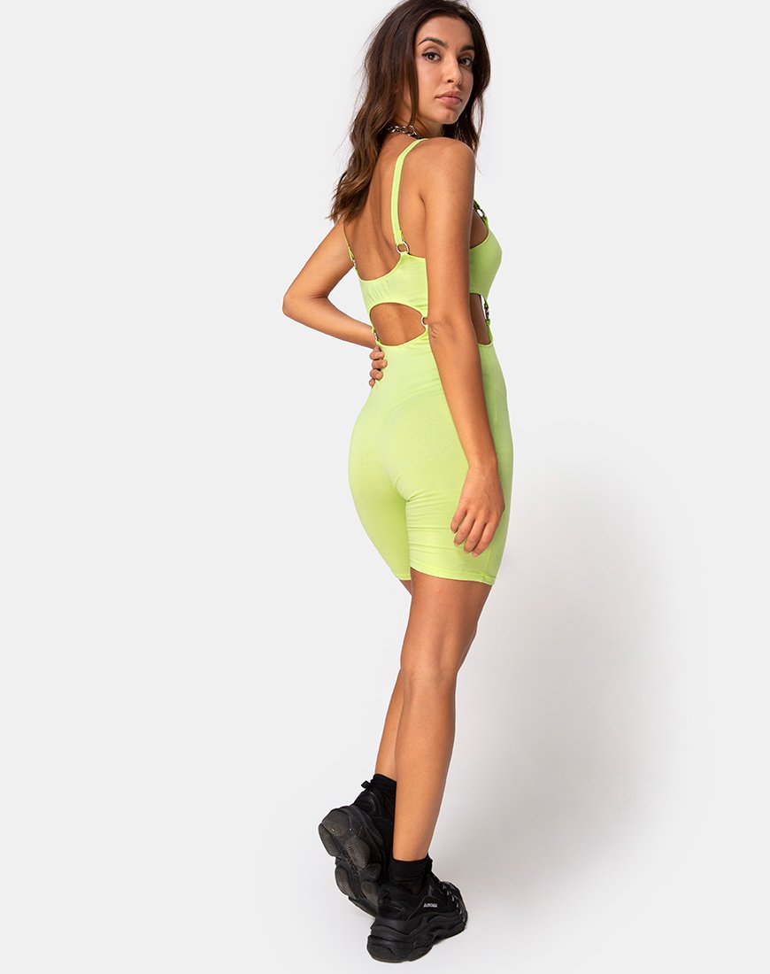 Image of Jaso Cutout Unitard in Lime