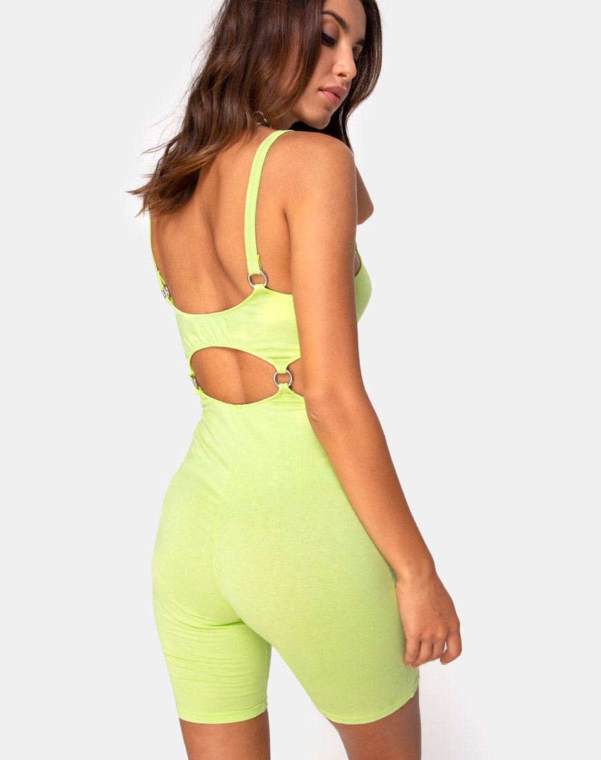 Image of Jaso Cutout Unitard in Lime