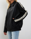 Image of Javana Zip Up Jacket in PU Black with Beige Stripe