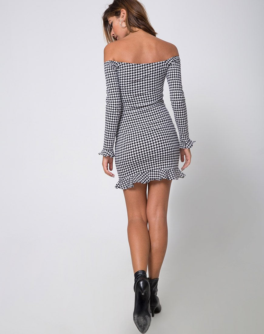 Image of Jazzie Off The Shoulder Dress in Dogtooth