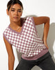 Image of Joker Vest Top in Knit Check Lilac Cream