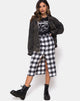 Image of Kaisa Midi Skirt in Plaid Black and White