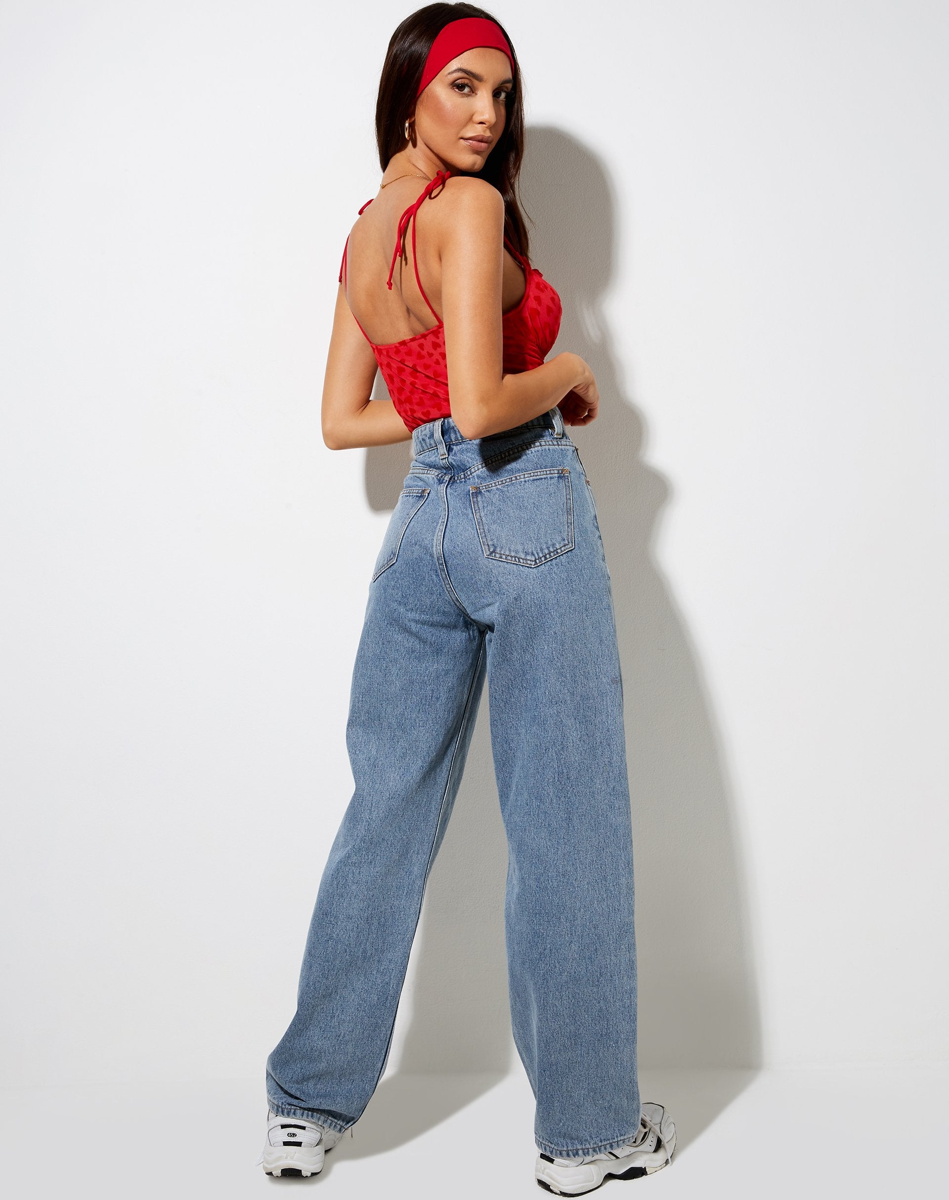 Image of Kalos Cami Top in Red Mesh Red Heart Flock