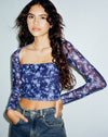 image of Kalula Printed Long Sleeve Top in Pretty Floral Navy