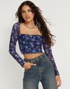 image of Kalula Printed Long Sleeve Top in Pretty Floral Navy