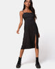 Image of Kaoya Midi Dress in Satin Cheetah Black