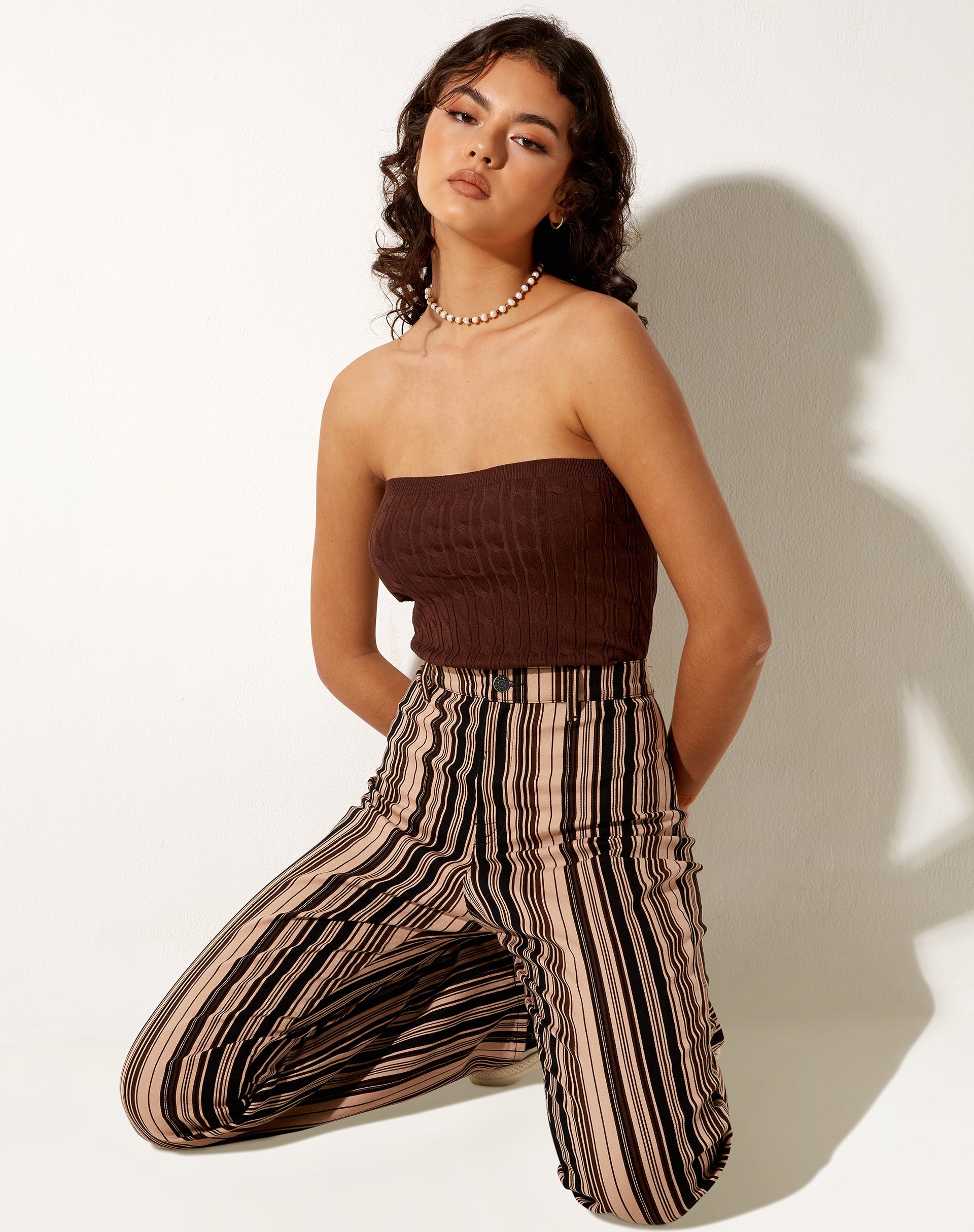 Image of Karen Bandeau Top in Knit Chocolate