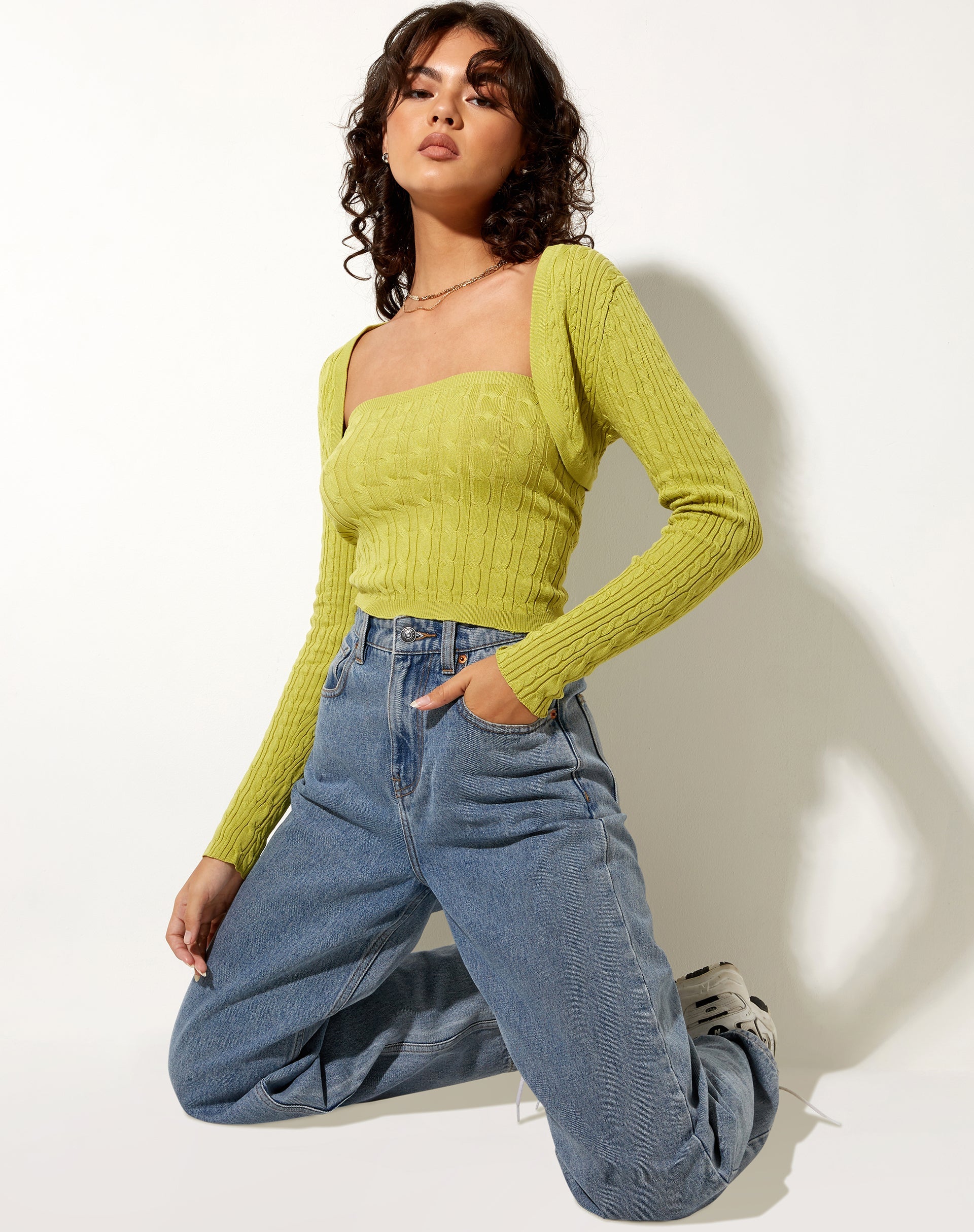 Image of Gya Long Sleeve Top in Knit Olive