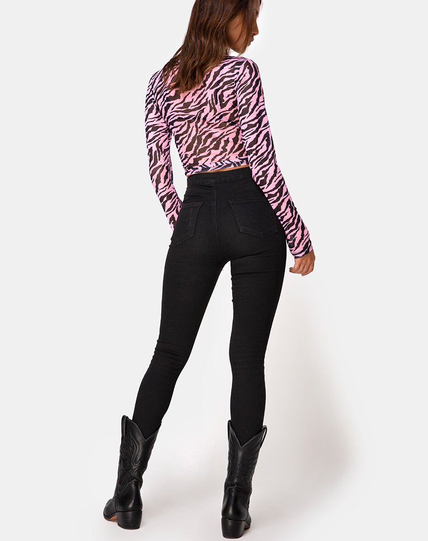 Image of Kayak Wrap Top in Blush Zebra Mesh