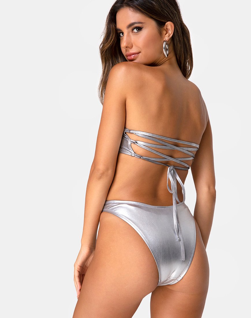 Image of Keila Bikini Bottom in Metallic Silver