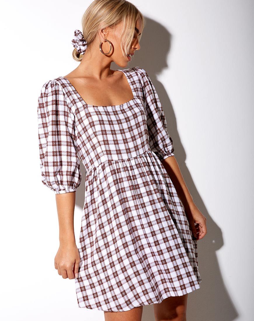 Image of Kezie Dress in Checkmate Brown