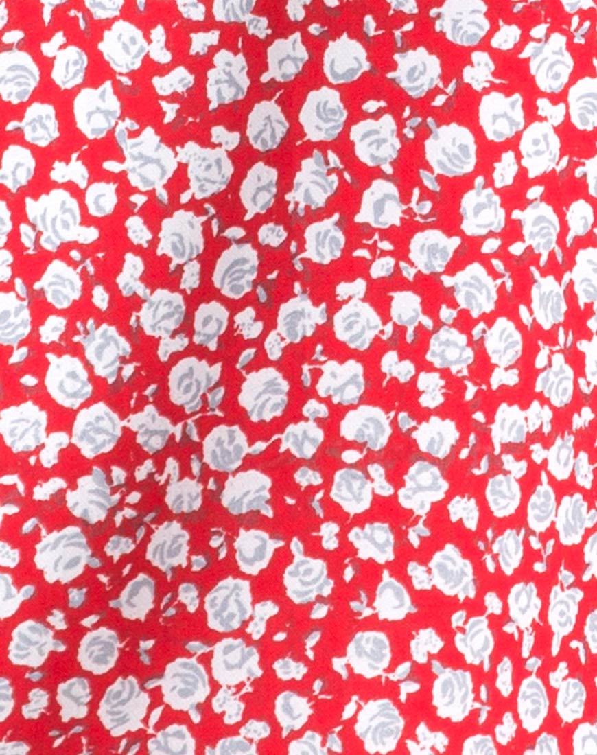 Image of Kheb A-line Skirt in Ditsy Rose Red and Silver