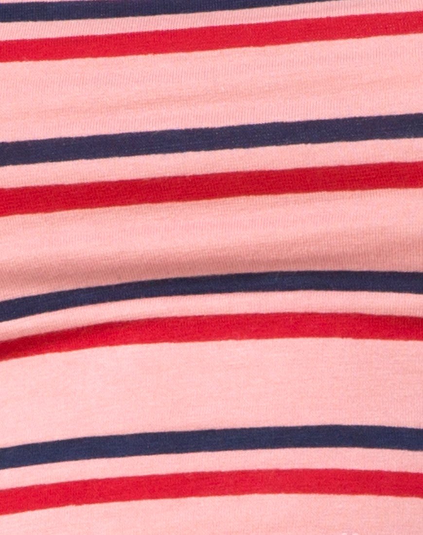 Image of Fonda Crop Top in 70s Stripe Pink Horizontal