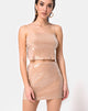 Image of Champo Crop Top in Camel with Clear Sequin