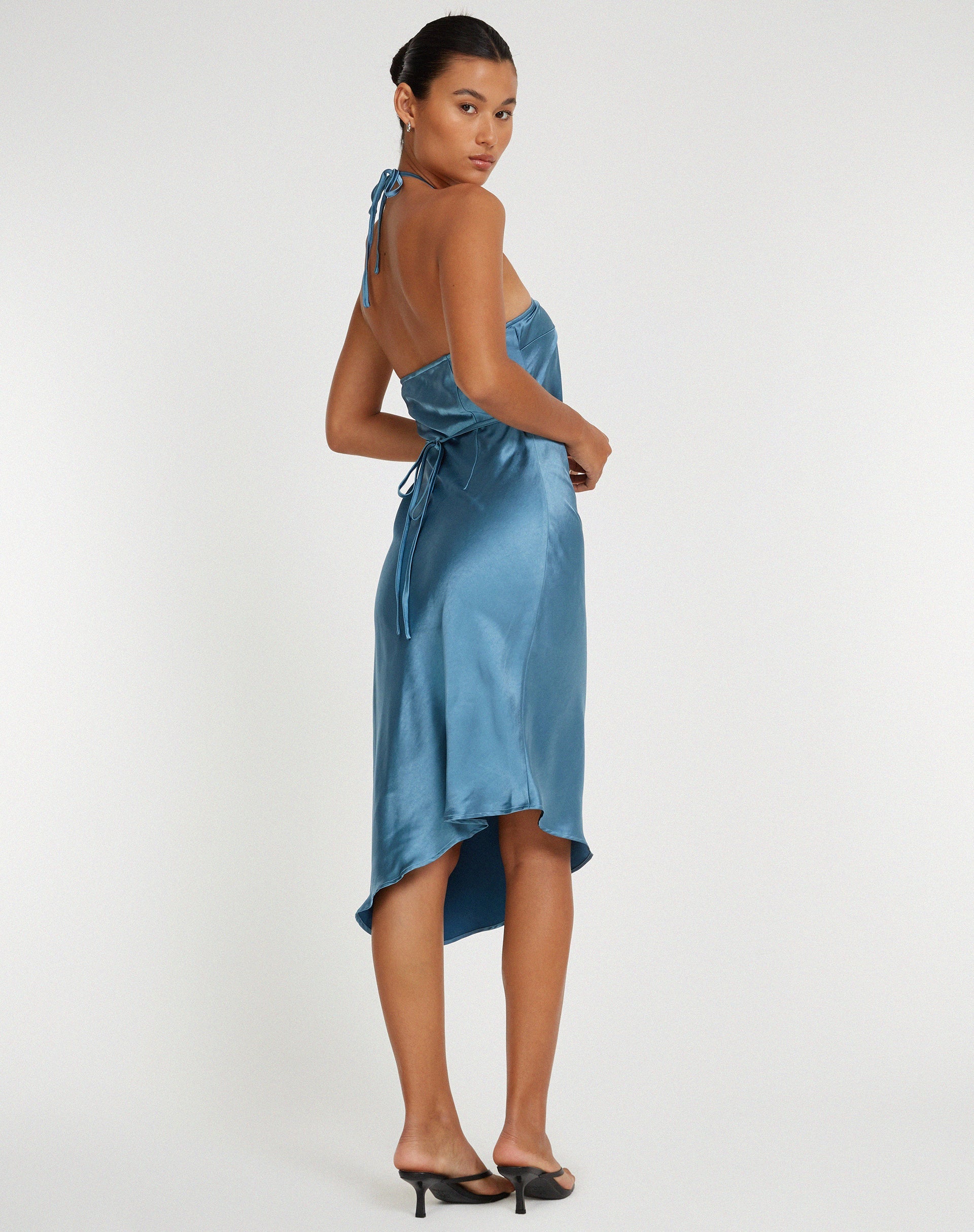 image of Kimora Midi Dress in Satin Slate