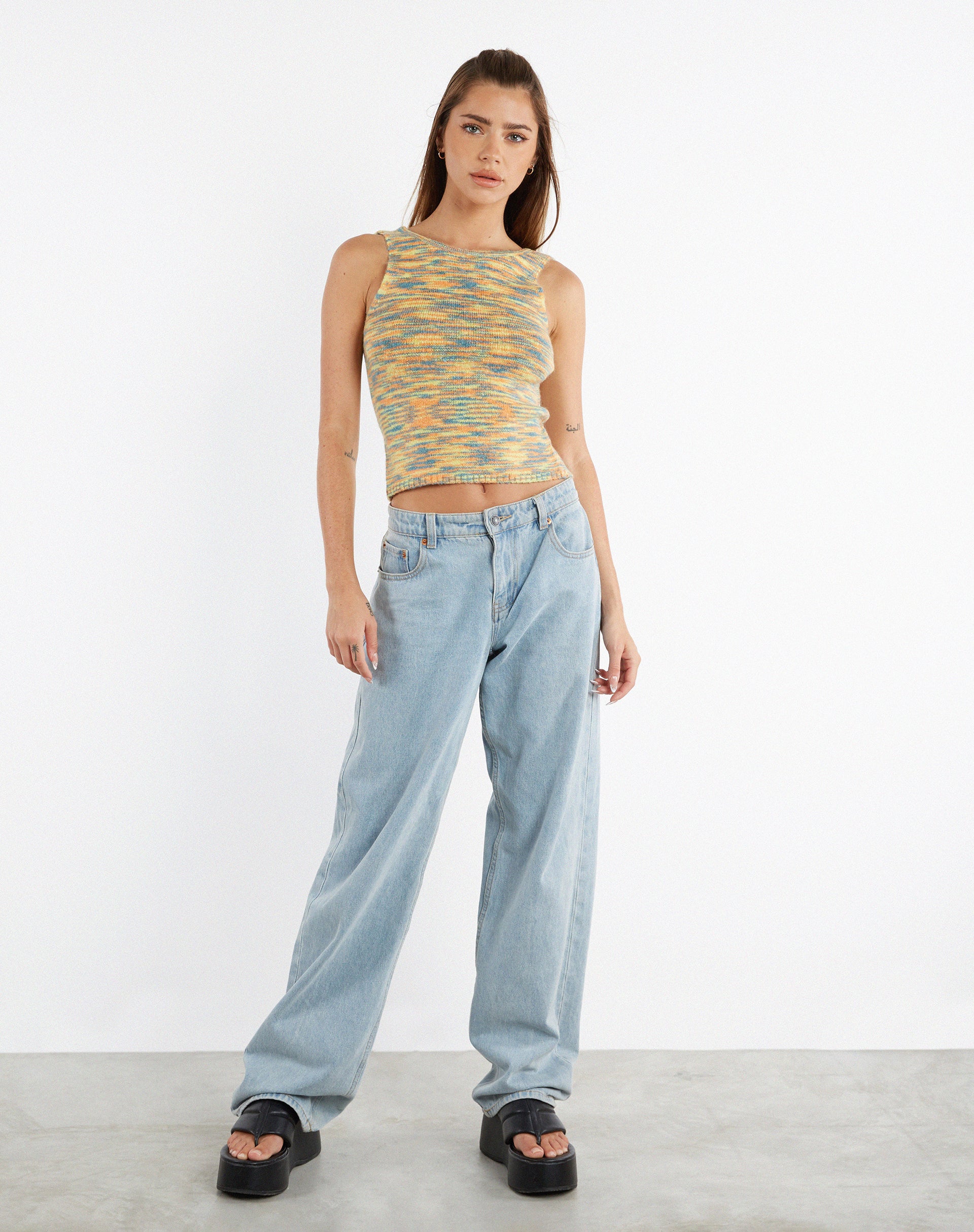 Image of MOTEL X JACQUIE Kinda Crop Top in Mix Space Dye Multi Colour