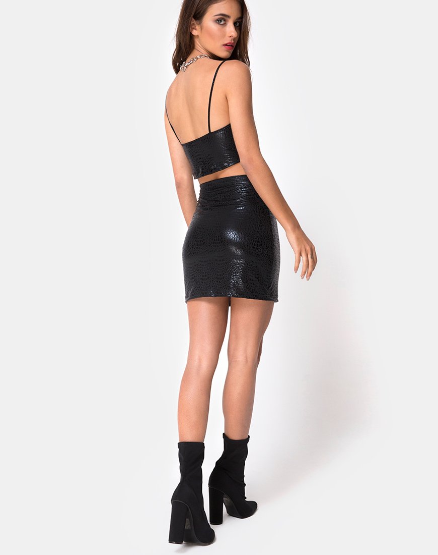 Image of Kindra Top in Snake Black