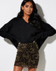 Image of Kinnie Mini Skirt in Black Mesh Tan Dragon Flock