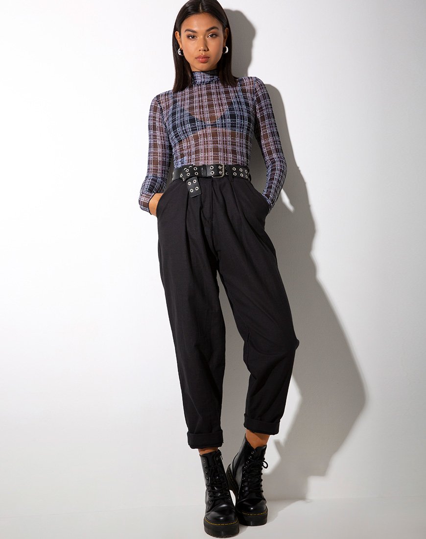 Image of Laria Top in Inkblot Check Black and White