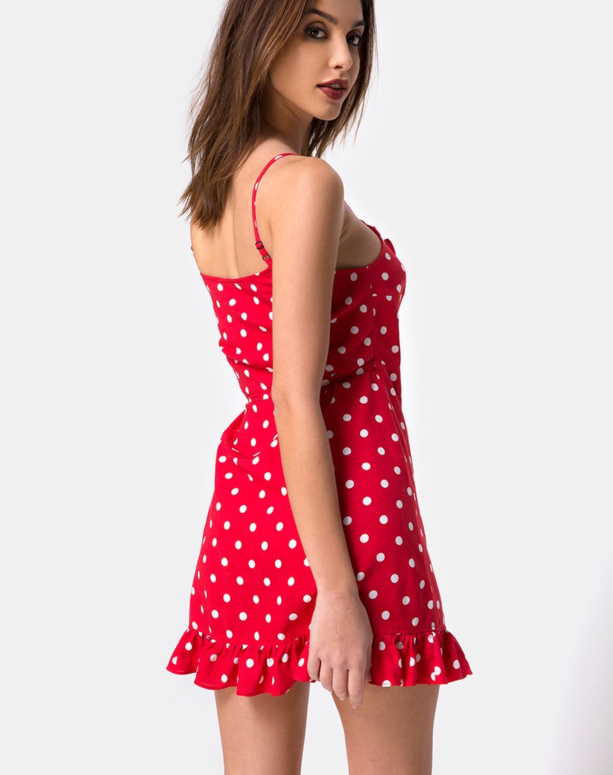 Lasky Dress in Medium Polka red and White